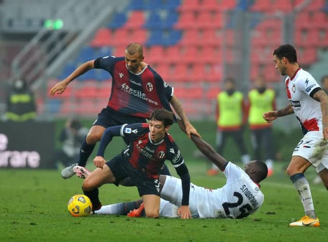 Bologna have reportedly rejected a bid for Aaron Hickey. (Photo by Mario Carlini / Iguana Press/Getty Images)