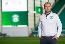 Hibs chief executive Ben Kensell is pictured in front of one of the new LED screens at Easter Road. Photo by Ross MacDonald / SNS Group