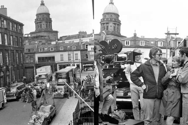 A view of a film crew working on Tam-Linn in Alva Street in Edinburgh, way back in July, 1969. Tam-Lin, also known as The Ballad of Tam-Lin, The Devil's Widow and The Devil's Woman, was a 1970 British folk horror film directed by Roddy McDowall and starring Ava Gardner and Ian McShane.