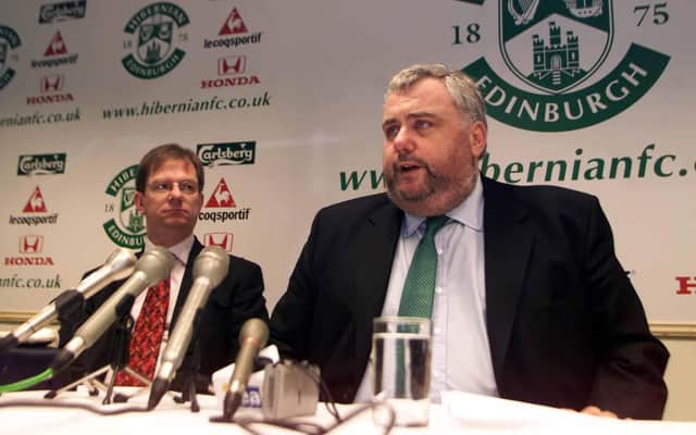 Malcolm McPherson, right, pictured when Hibs chairman back in 2002.