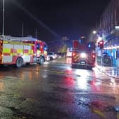 Three fire engines pictured at the flat fire at Timber Bush in Leith by the shore on Friday night. Photo by Jolene Campbell.