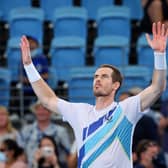 Andy Murray celebrates his win over Reilly Opelka in Sydney.