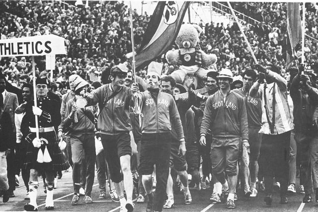 Team Scotland enter Opening Ceremony at the 1970 Games.