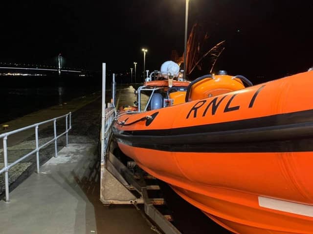 A Queensferry RNLI Lifeboat crew and ambulances rushed to Cramond Island at 10.28pm on Friday after someone injured their foot and become stranded. Credit: RNLI/Queensferry RNLI