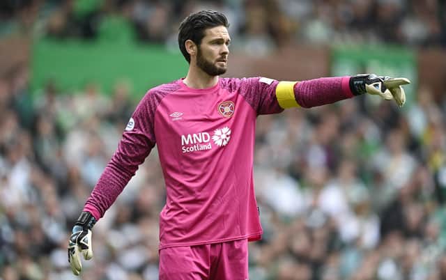 Hearts' Craig Gordon was frustrated with the nature of Celtic's first goal.  (Photo by Rob Casey / SNS Group)