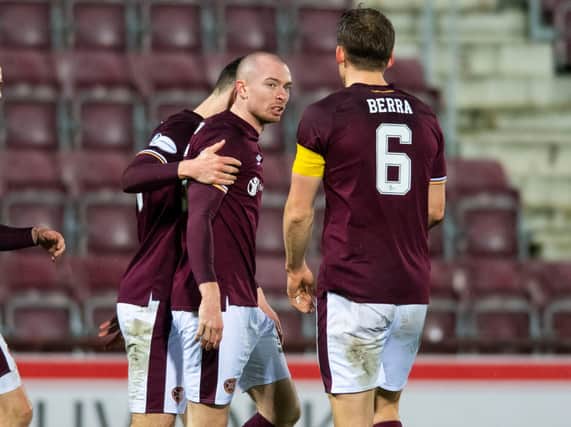 Craig Wighton scored twice for Hearts in the 5-3 win over Ayr.