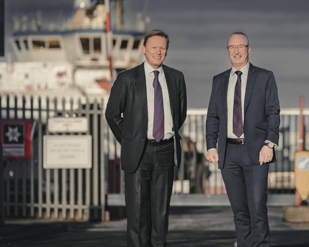 Charles Hammond OBE with Stuart Wallace taken at the Port of Leith. Picture: Jamie Simpson