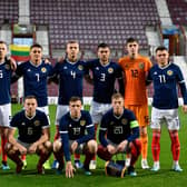 Kyle Magennis and Ryan Porteous, back row third and fourth left, have been named in Scot Gemmill's Under-21 squad