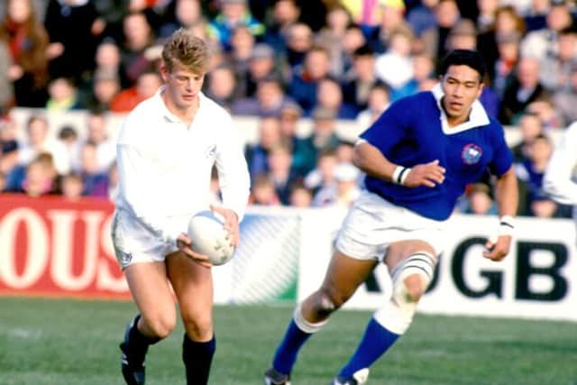 Charlie's dad Graham won 18 caps for Scotland, including this one against Western Samoa at Murrayfield in the 1991 World Cup. Picture: SNS
