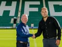 FC Edinburgh chairman Jim Brown, left, with Hibs CEO Ben Kensell
