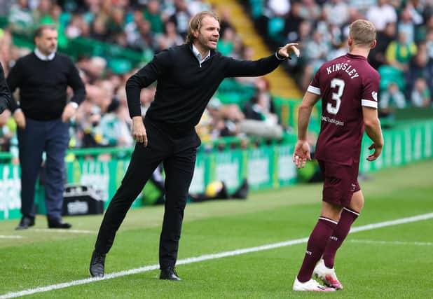 Hearts boss Robbie Neilson gives instructions during Celtic defeat. (Photo by Craig Williamson / SNS Group)