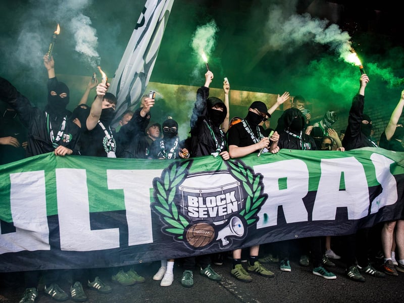 Hibs fans make their way to the stadium before kick off
