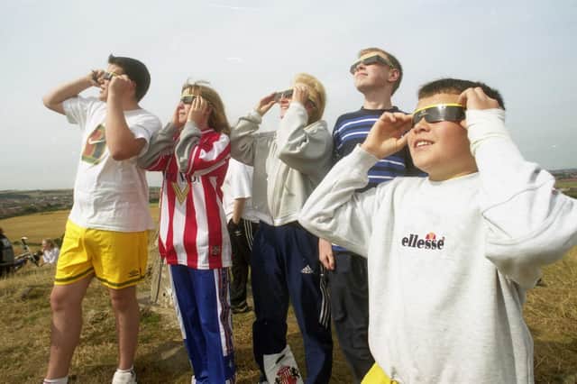 Watching the eclipse over Tunstall Hill in August 1999.