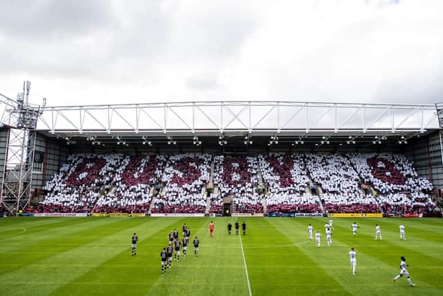 The Hearts fan display for Drew Busby at Tynecastle on Saturday.