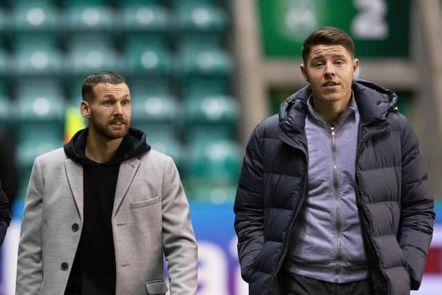 Nisbet wth Martin Boyle ahead of Hibs' match with Ross County earlier this month