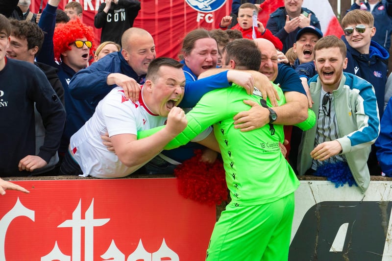 Goalkeeper Blair Carswelll with fans