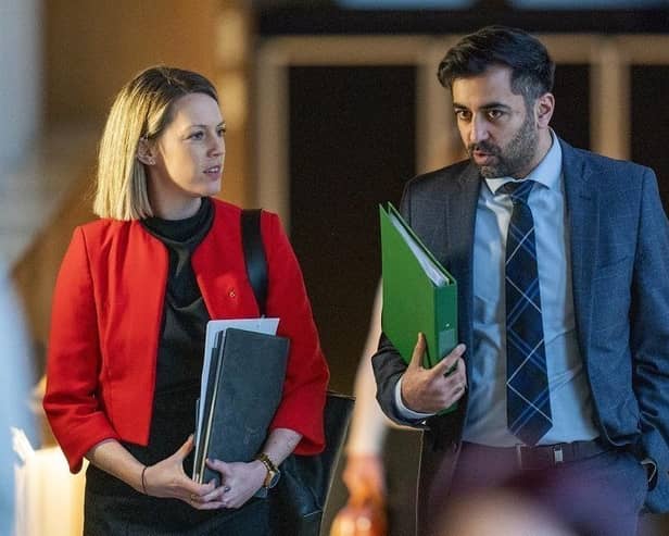 Education Secretary Jenny Gilruth, seen with Humza Yousaf, can't wish her problems away (Picture: Jane Barlow/PA)