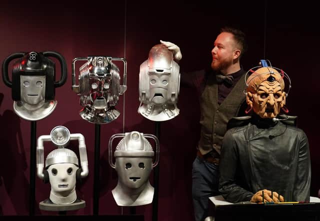 David Smith from the National Museum of Scotland prepares for the opening of its Doctor Who Worlds of Wonder exhibition, which opens on 9 December. Picture: Andrew Milligan/PA Wire