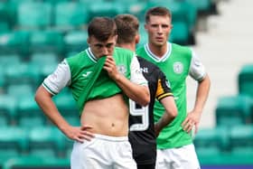 Dejection for goalscorer Josh Campbell at full time after Hibs' 3-2 defeat by Livingston. Picture: Simon Wootton / SNS Group