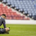 Hibernian's Matt Macey at full time  during the Scottish Cup final match between Hibernian and St Johnstone at Hampden Park, on May 22, 2021, in Glasgow, Scotland. (Photo by Craig Williamson / SNS Group)