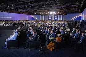 Participants attend the leaders summit of the COP27 climate conference at the Sharm el-Sheikh International Convention Centre in Egypt