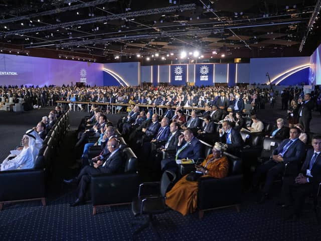 Participants attend the leaders summit of the COP27 climate conference at the Sharm el-Sheikh International Convention Centre in Egypt
