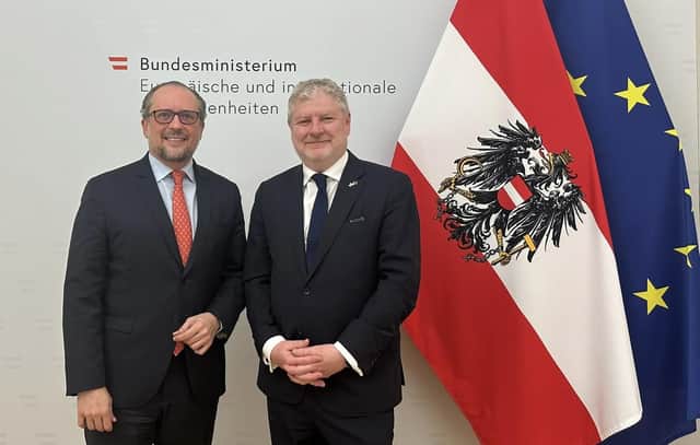 Angus Robertson, right, with Austrian Foreign Minister Alexander Schallenberg