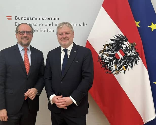 Angus Robertson, right, with Austrian Foreign Minister Alexander Schallenberg