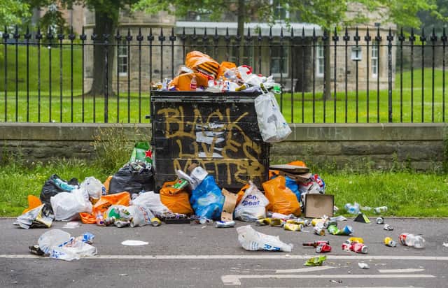 A large amount of waste is left discarded in the Meadows, following a large social gathering
