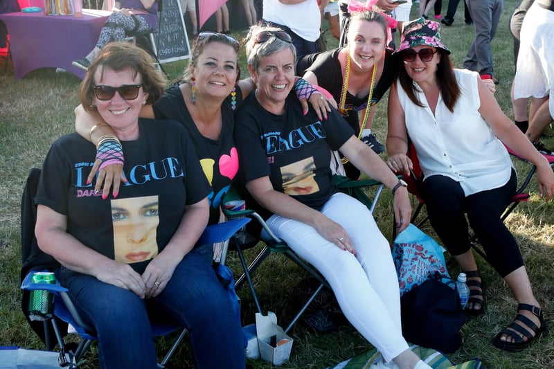 These music fans took a seat ahead of the Human League's headline slot on Saturday.