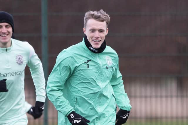 Jake Doyle-Hayes was all smiles in training this week ahead of Hibs' home game with Dundee United