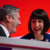 Labour leader Sir Keir Starmer shares a joke with shadow chancellor Rachel Reeves at the Labour Party Conference in Liverpool. Picture: Peter Byrne/PA Wire.