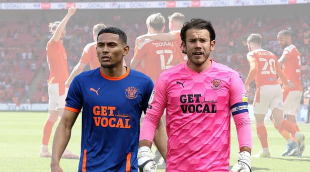 Demetri Mitchell, left, and Chris Maxwell tasted play-off success at Wembley with Blackpool