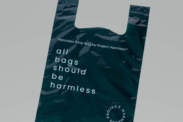 Harmless: George Greer's poop bags leave no trace and cause no pollution