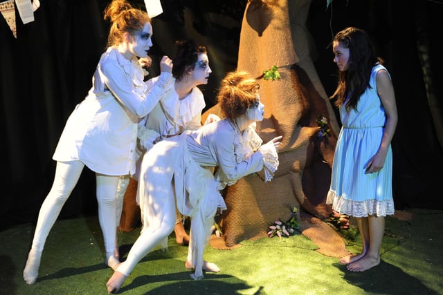 Peter Pan Feature: The Second Star to the Right, on at the Fringe in 2010. The cast are L to R, Mia De Graaf, Sarah Gordon, Janey Stephenson and Chi San Howard.