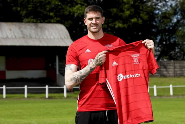 Johnstone Burgh announce the signing of Kyle Lafferty on a two-year contract at Keanie Park. Picture: SNS