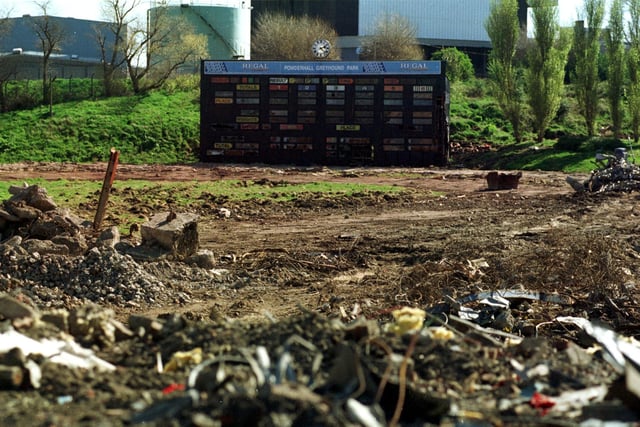 The scoreboard was just about all that was left of Powderhall Stadium in May, 1998, following its demolition.