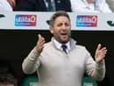 Hibs boss Lee Johnson reacts during the 2-2 draw with Rangers