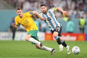 Hearts defender Kye Rowles going up against Argentina's legendary attacker Lionel Messi at the 2022 World Cup in Qatar. Picture: Getty