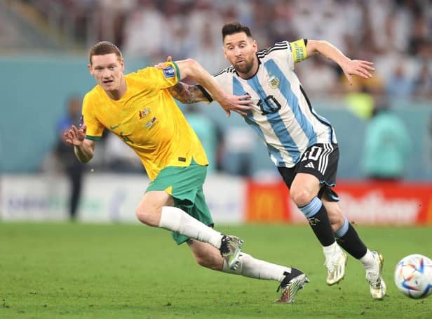 Hearts defender Kye Rowles going up against Argentina's legendary attacker Lionel Messi at the 2022 World Cup in Qatar. Picture: Getty