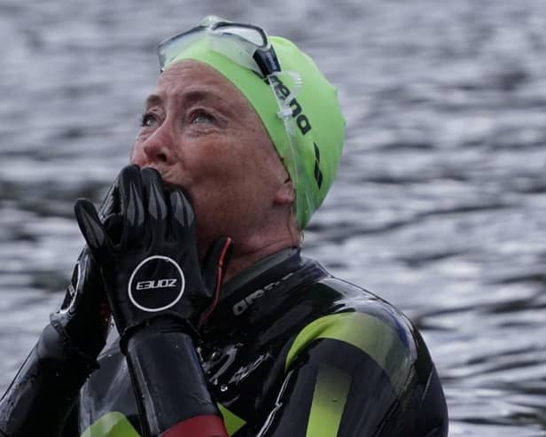 Emotional: Donna is thinking of Christopher as she completes her swim