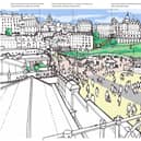 A artist's impression of how the city centre transformation and city mobility plans could change Edinburgh's Waverley Bridge