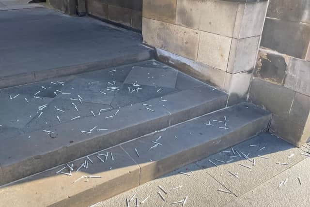 Plastic syringes were scattered at the entrance to Edinburgh City Chambers so councillors had to walk over them going in.