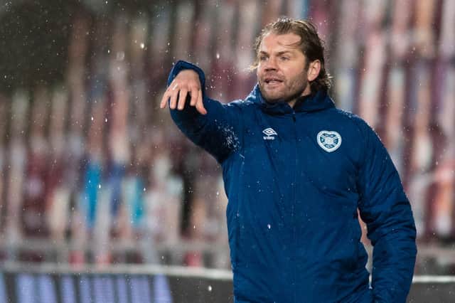Hearts boss Robbie Neilson gives instructions during the 5-3 win over Ayr.