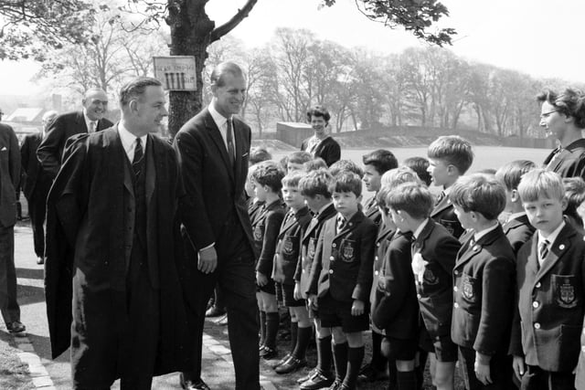 Prince Philip The Duke of Edinburgh on a visit to George Watson's College in 1966.