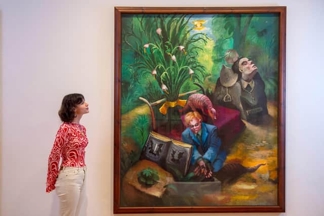 Rachel Ashenden of National Galleries Scotland views Steven Campbell’s painting Portrait of Rorschach Testing Himself and Finding Himself Guilty. Picture: Neil Hanna