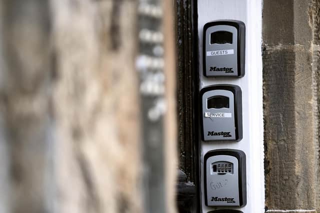 AirBnB locks outside a block of flats in Edinburgh