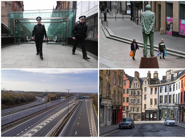 Scotland's streets were eerily quiet in the wake of the Prime Minister's coronavirus lockdown.