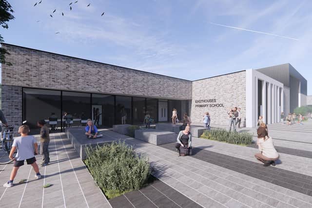 A CGI image of the redesigned proposed new Easthouses Primary School.