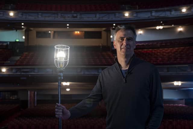 Inside the Edinburgh Playhouse, Theatre Director Colin Marr with the venues ghost light